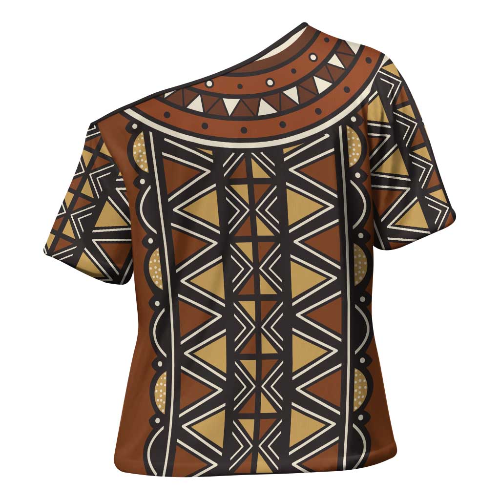 Mali Mud Cloth African Village Cross Shoulder Shirt Ethnic Geometry Style - Wonder Print Shop