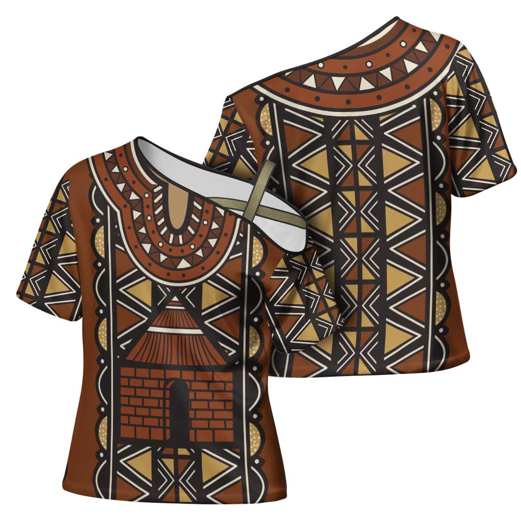 Mali Mud Cloth African Village Cross Shoulder Shirt Ethnic Geometry Style - Wonder Print Shop