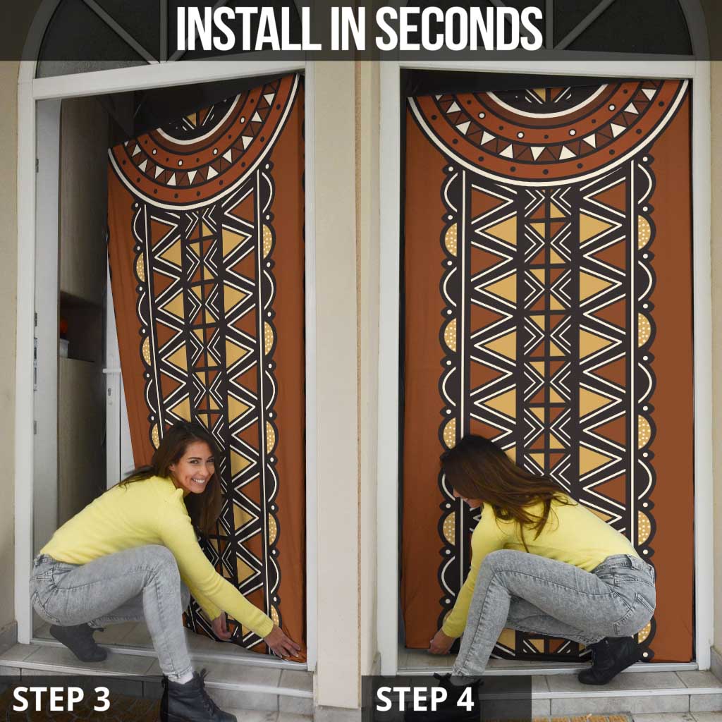 Mali Mud Cloth African Village Door Cover Ethnic Geometry Style - Wonder Print Shop