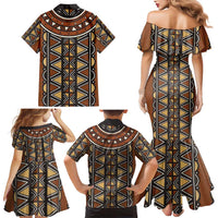 Mali Mud Cloth African Village Family Matching Mermaid Dress and Hawaiian Shirt Ethnic Geometry Style - Wonder Print Shop