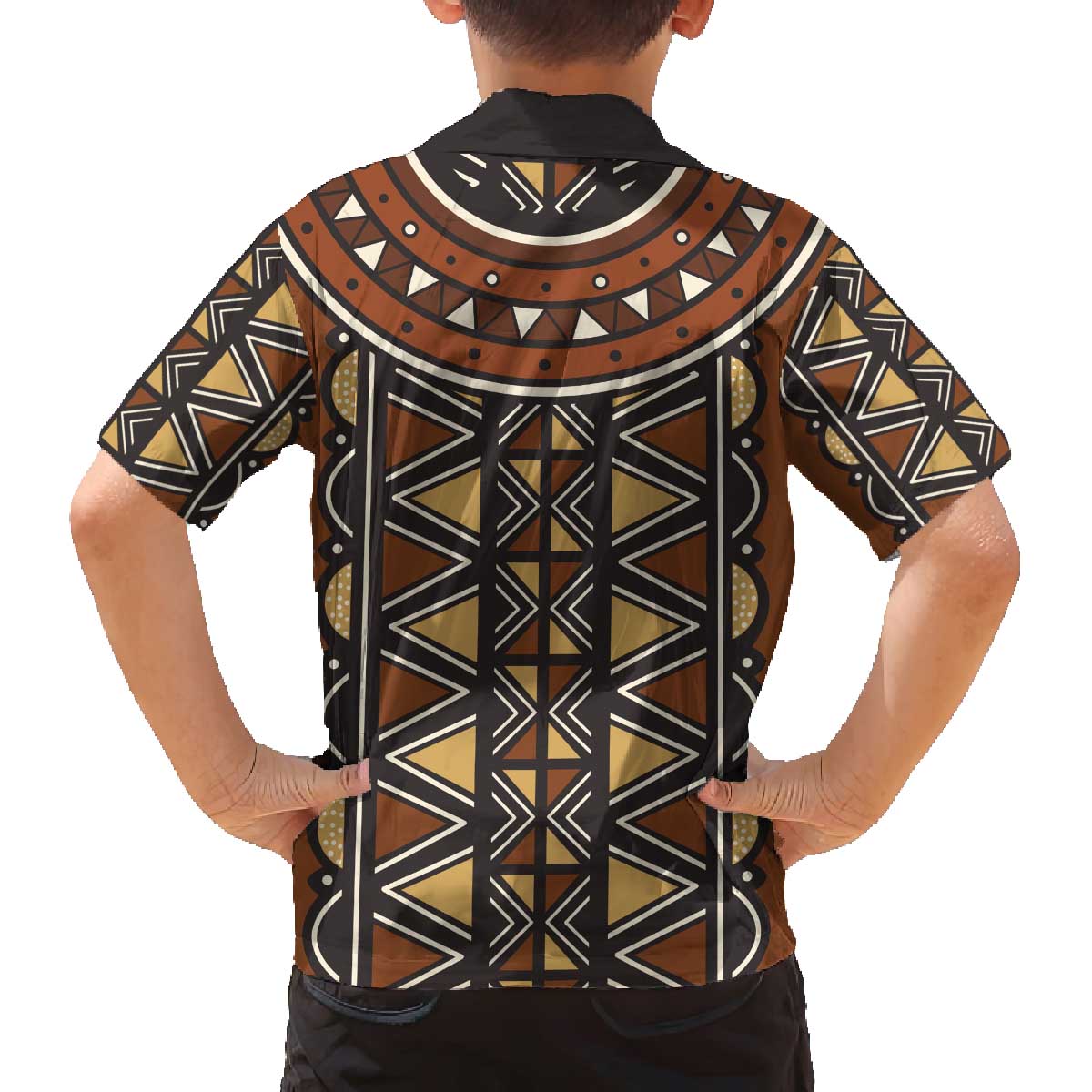 Mali Mud Cloth African Village Family Matching Off The Shoulder Long Sleeve Dress and Hawaiian Shirt Ethnic Geometry Style - Wonder Print Shop