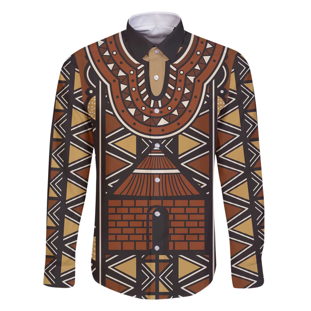 Mali Mud Cloth African Village Family Matching Off The Shoulder Long Sleeve Dress and Hawaiian Shirt Ethnic Geometry Style - Wonder Print Shop