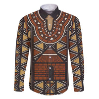 Mali Mud Cloth African Village Family Matching Off The Shoulder Long Sleeve Dress and Hawaiian Shirt Ethnic Geometry Style - Wonder Print Shop