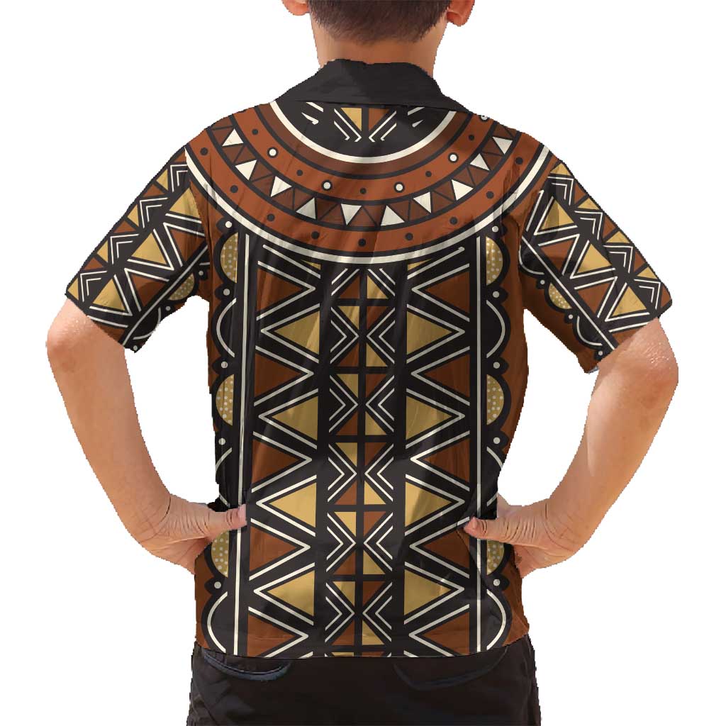 Mali Mud Cloth African Village Family Matching Off Shoulder Maxi Dress and Hawaiian Shirt Ethnic Geometry Style - Wonder Print Shop