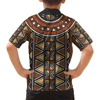 Mali Mud Cloth African Village Family Matching Off Shoulder Maxi Dress and Hawaiian Shirt Ethnic Geometry Style - Wonder Print Shop