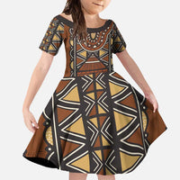 Mali Mud Cloth African Village Family Matching Off Shoulder Maxi Dress and Hawaiian Shirt Ethnic Geometry Style - Wonder Print Shop
