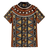 Mali Mud Cloth African Village Family Matching Off Shoulder Maxi Dress and Hawaiian Shirt Ethnic Geometry Style - Wonder Print Shop