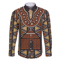 Mali Mud Cloth African Village Family Matching Off Shoulder Maxi Dress and Hawaiian Shirt Ethnic Geometry Style - Wonder Print Shop