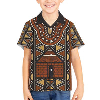 Mali Mud Cloth African Village Family Matching Off Shoulder Maxi Dress and Hawaiian Shirt Ethnic Geometry Style - Wonder Print Shop