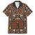 Mali Mud Cloth African Village Family Matching Off Shoulder Short Dress and Hawaiian Shirt Ethnic Geometry Style - Wonder Print Shop