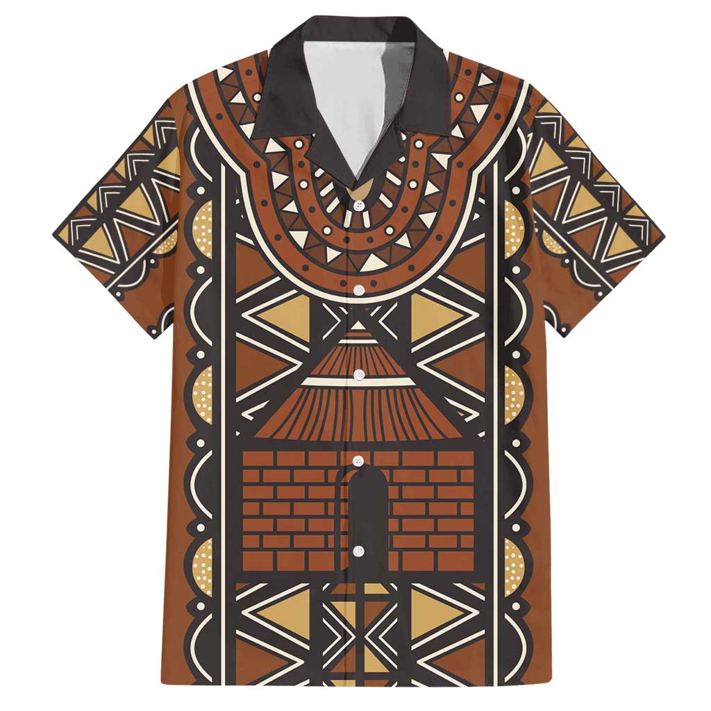 Mali Mud Cloth African Village Family Matching Short Sleeve Bodycon Dress and Hawaiian Shirt Ethnic Geometry Style - Wonder Print Shop