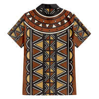Mali Mud Cloth African Village Family Matching Short Sleeve Bodycon Dress and Hawaiian Shirt Ethnic Geometry Style - Wonder Print Shop