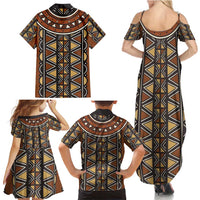 Mali Mud Cloth African Village Family Matching Summer Maxi Dress and Hawaiian Shirt Ethnic Geometry Style - Wonder Print Shop
