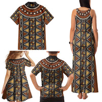 Mali Mud Cloth African Village Family Matching Tank Maxi Dress and Hawaiian Shirt Ethnic Geometry Style - Wonder Print Shop