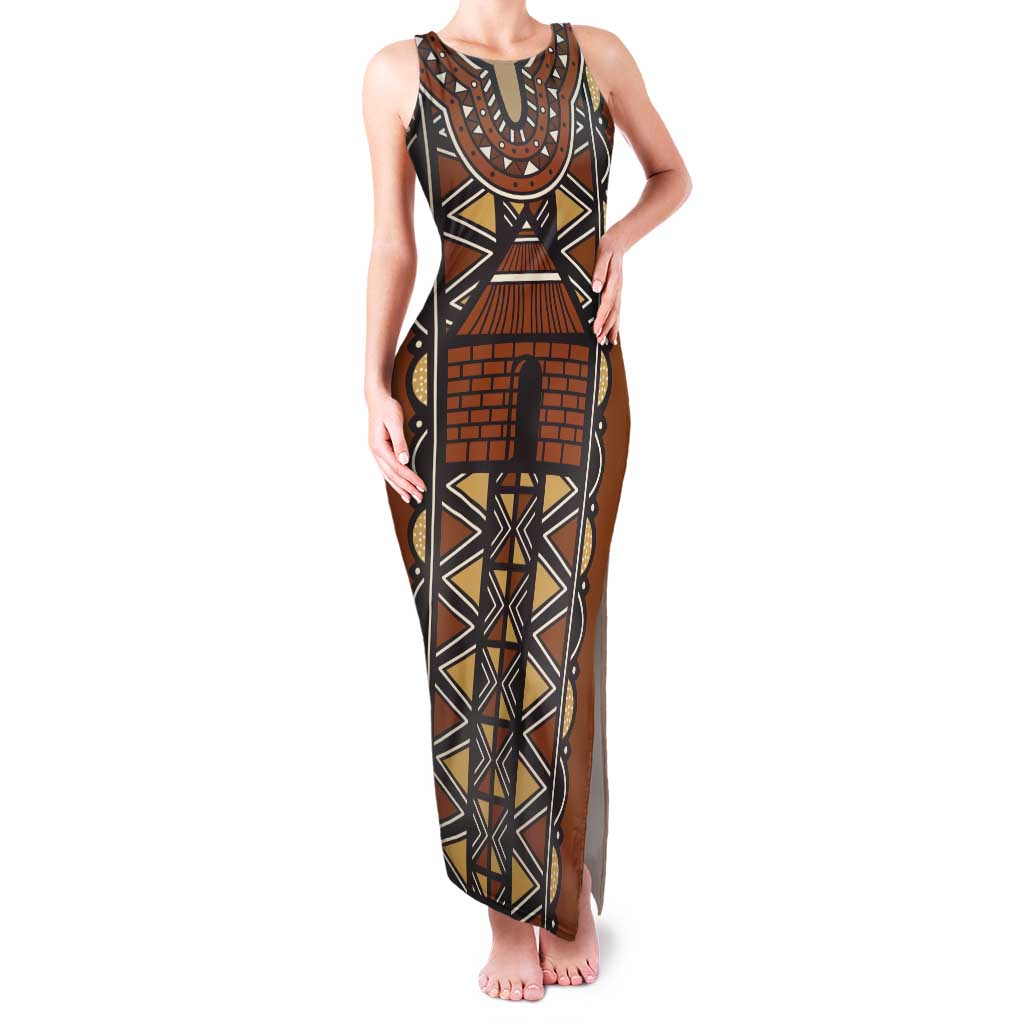 Mali Mud Cloth African Village Family Matching Tank Maxi Dress and Hawaiian Shirt Ethnic Geometry Style - Wonder Print Shop
