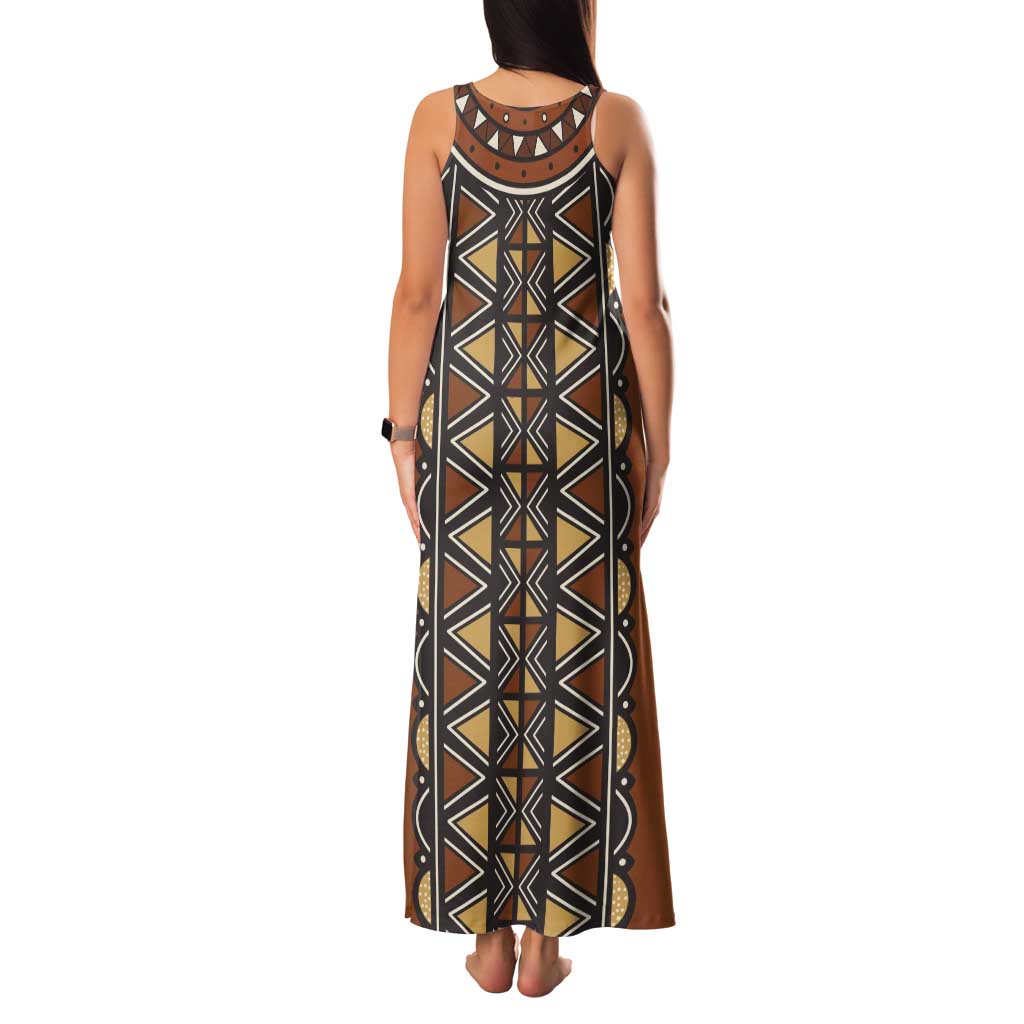 Mali Mud Cloth African Village Family Matching Tank Maxi Dress and Hawaiian Shirt Ethnic Geometry Style - Wonder Print Shop