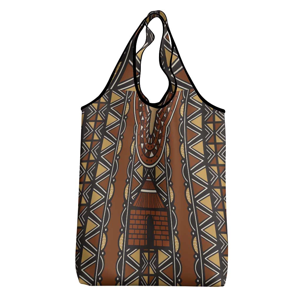Mali Mud Cloth African Village Grocery Bag Ethnic Geometry Style - Wonder Print Shop