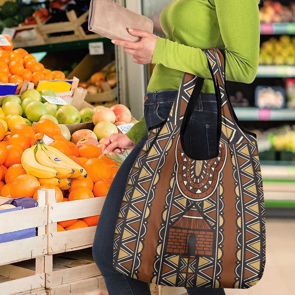 Mali Mud Cloth African Village Grocery Bag Ethnic Geometry Style - Wonder Print Shop