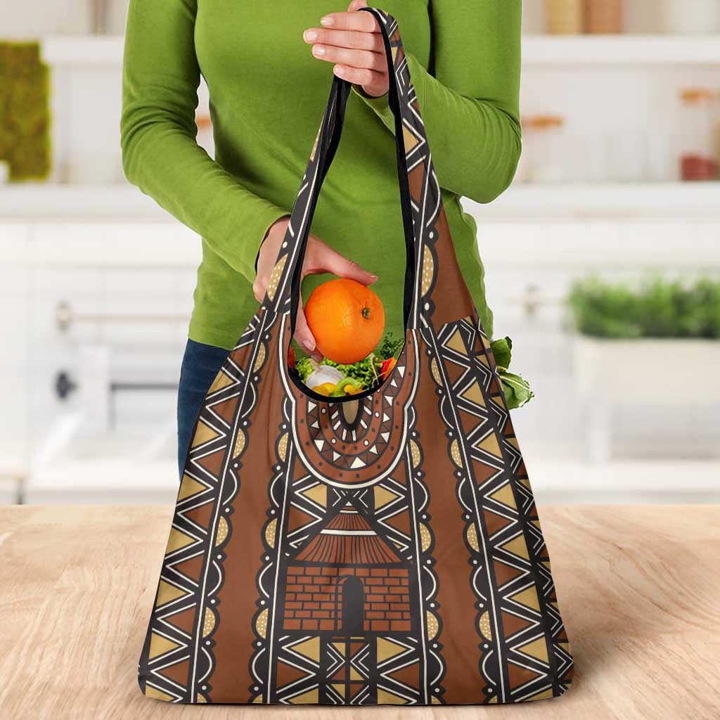 Mali Mud Cloth African Village Grocery Bag Ethnic Geometry Style - Wonder Print Shop