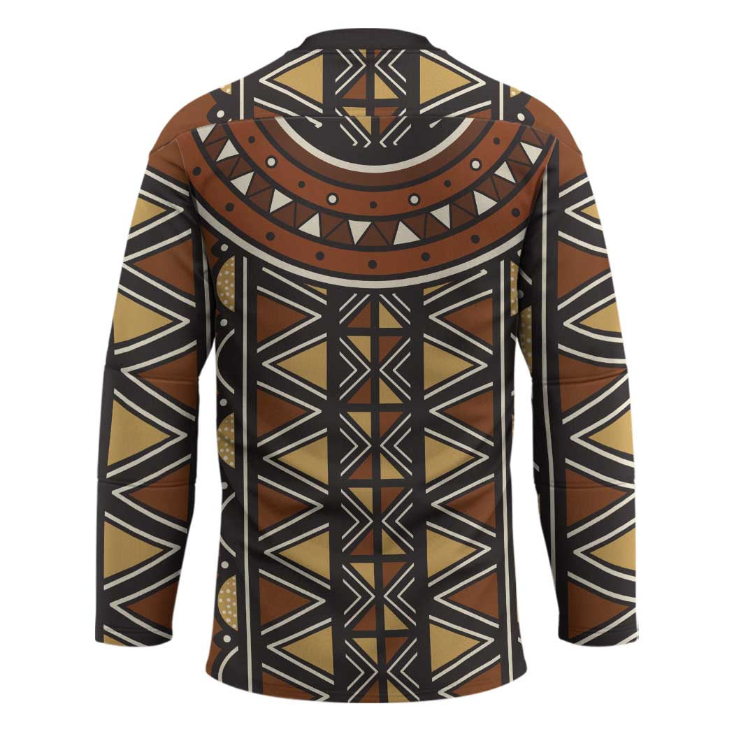 Mali Mud Cloth African Village Hockey Jersey Ethnic Geometry Style - Wonder Print Shop
