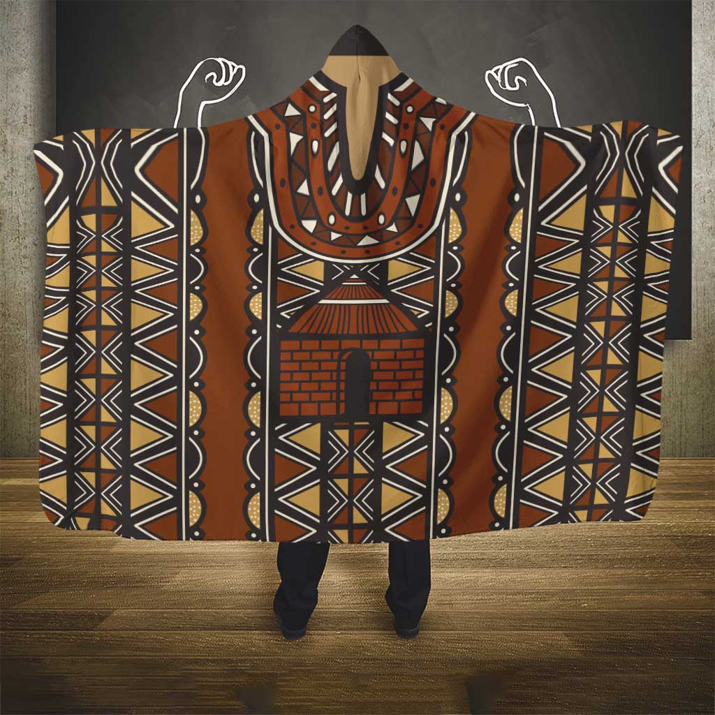 Mali Mud Cloth African Village Hooded Blanket Ethnic Geometry Style - Wonder Print Shop