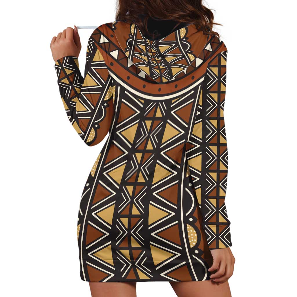Mali Mud Cloth African Village Hoodie Dress Ethnic Geometry Style - Wonder Print Shop
