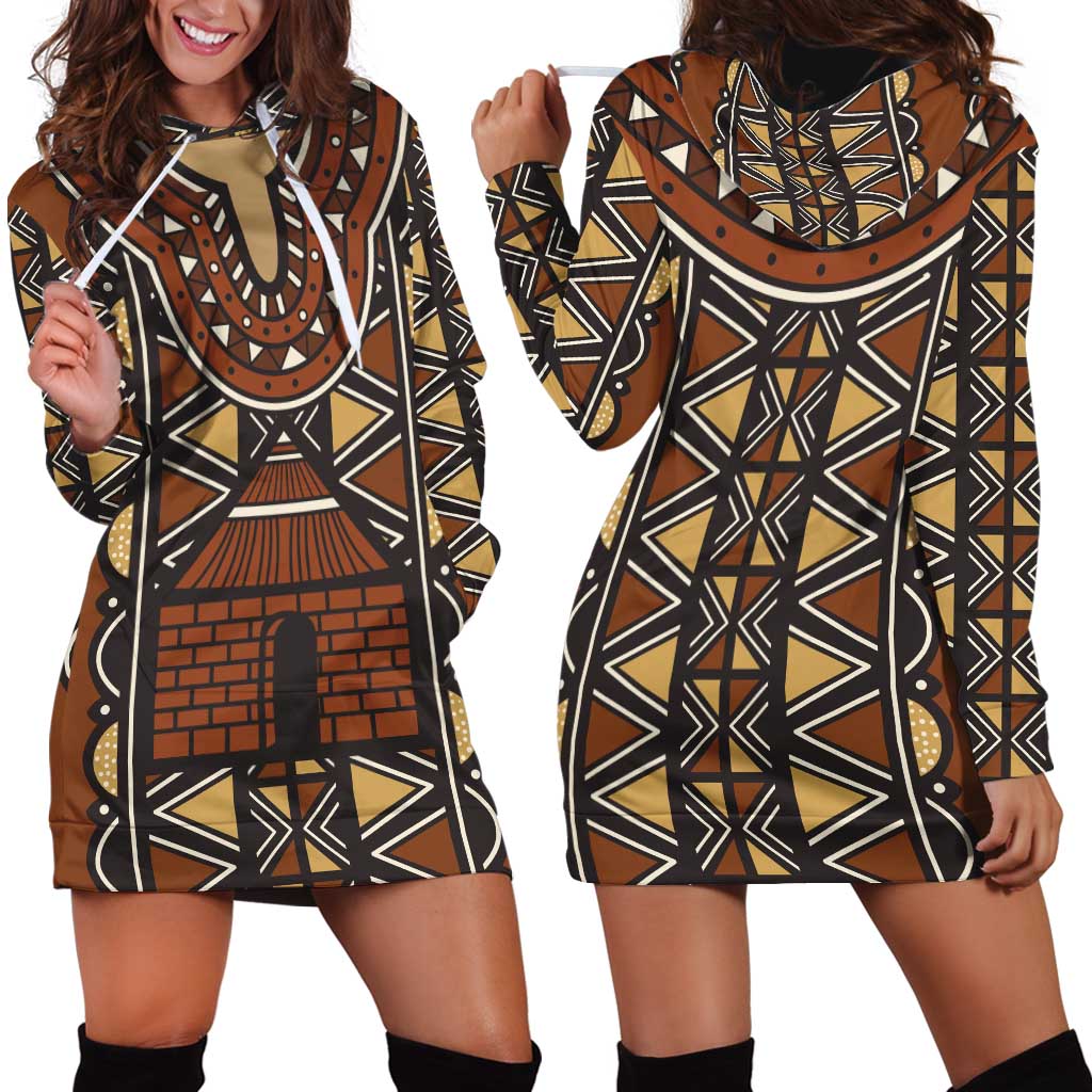 Mali Mud Cloth African Village Hoodie Dress Ethnic Geometry Style - Wonder Print Shop