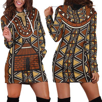 Mali Mud Cloth African Village Hoodie Dress Ethnic Geometry Style - Wonder Print Shop