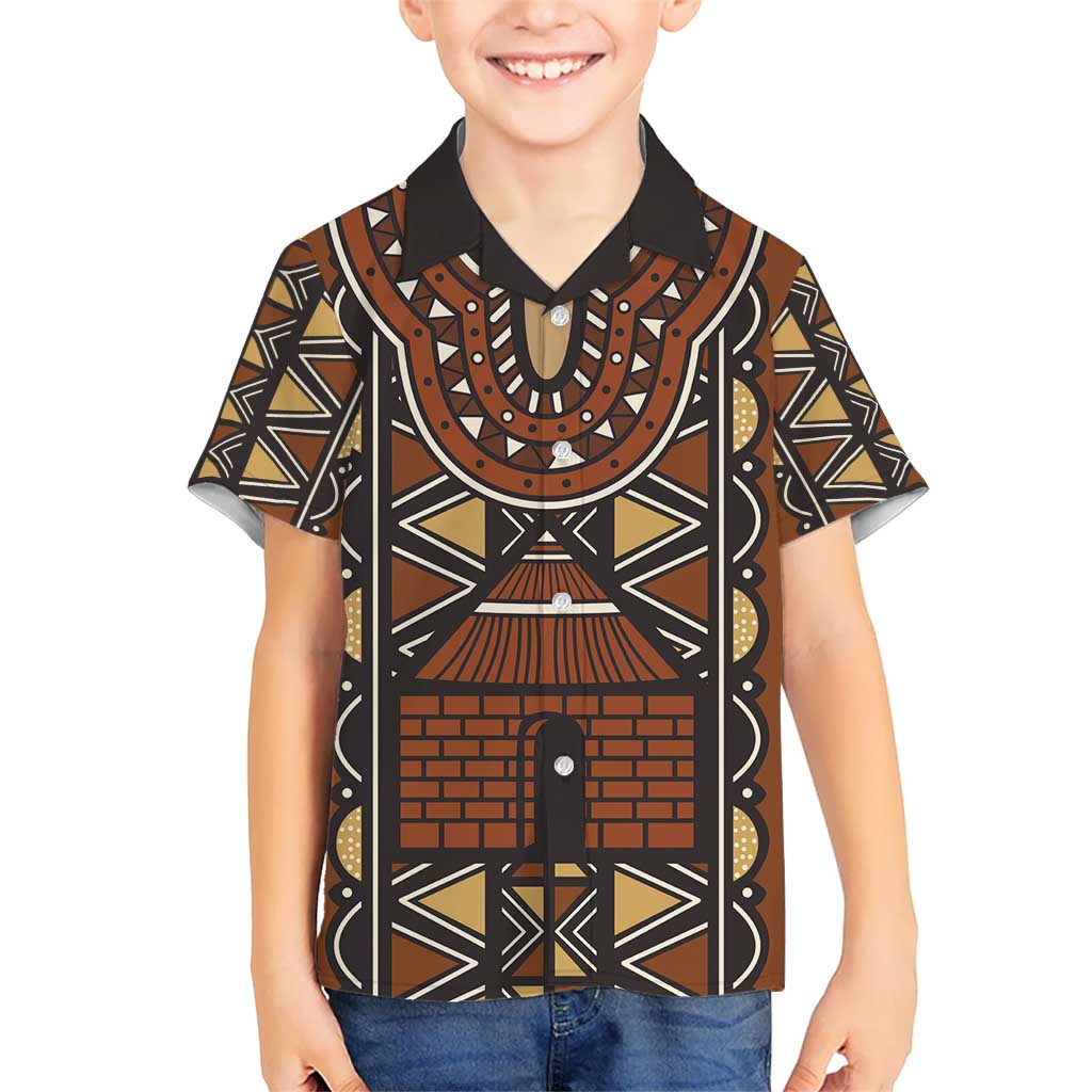 Mali Mud Cloth African Village Kid Hawaiian Shirt Ethnic Geometry Style - Wonder Print Shop