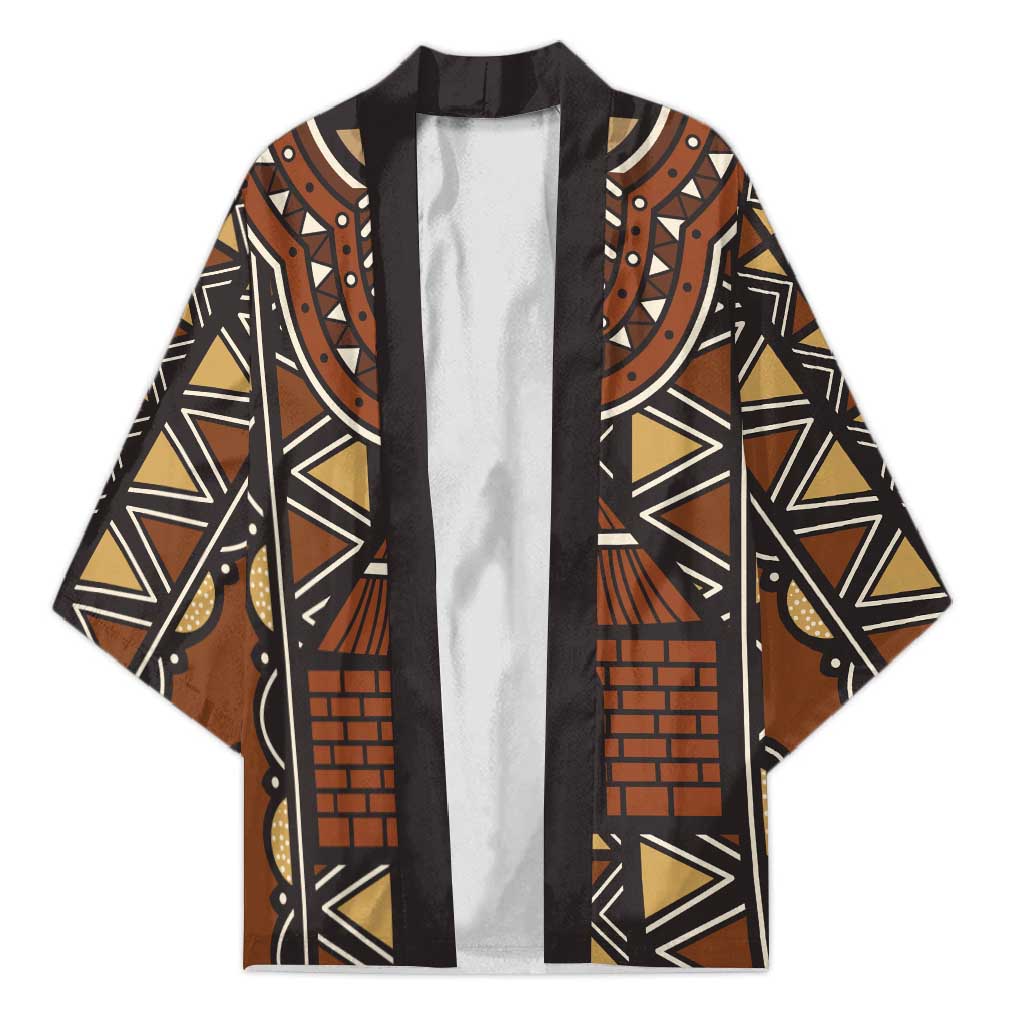 Mali Mud Cloth African Village Kimono Ethnic Geometry Style - Wonder Print Shop
