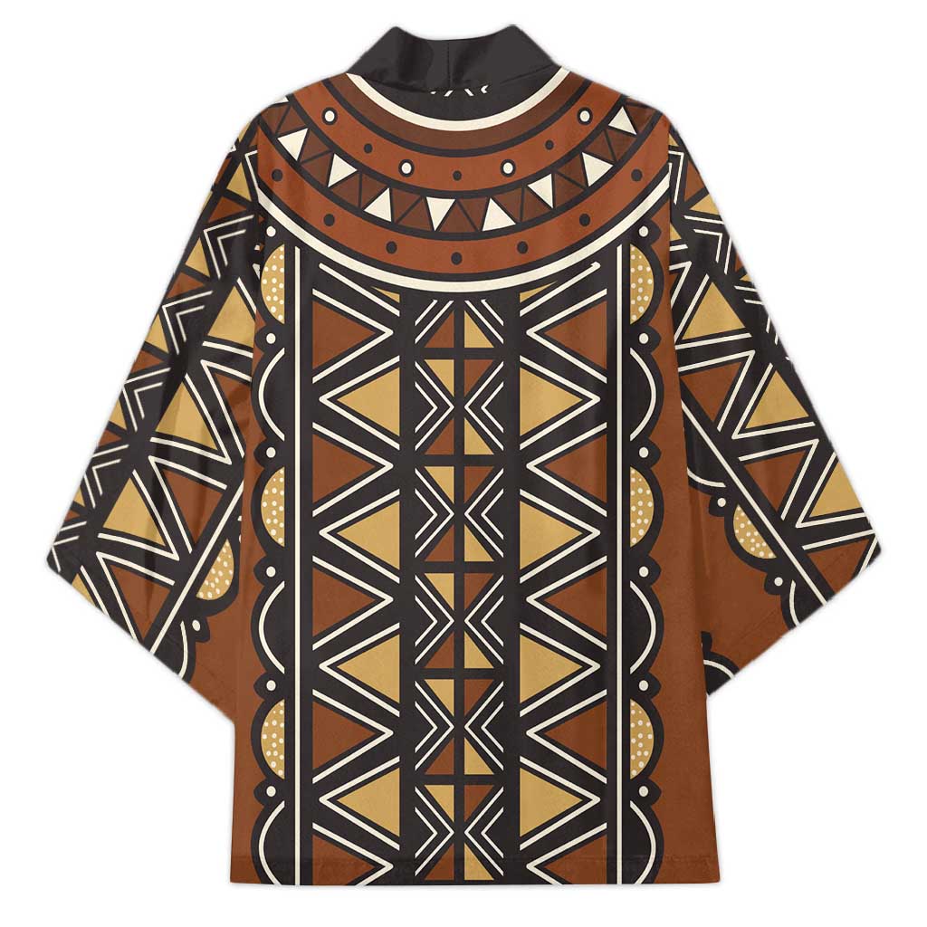Mali Mud Cloth African Village Kimono Ethnic Geometry Style - Wonder Print Shop