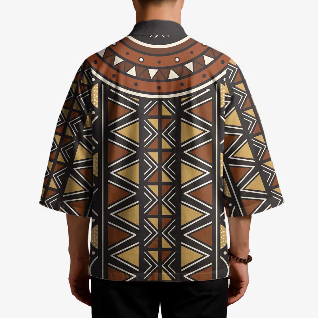 Mali Mud Cloth African Village Kimono Ethnic Geometry Style - Wonder Print Shop