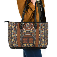 Mali Mud Cloth African Village Leather Tote Bag Ethnic Geometry Style - Wonder Print Shop