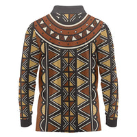 Mali Mud Cloth African Village Long Sleeve Polo Shirt Ethnic Geometry Style - Wonder Print Shop