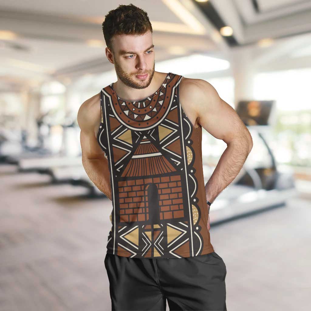 Mali Mud Cloth African Village Men Tank Top Ethnic Geometry Style - Wonder Print Shop