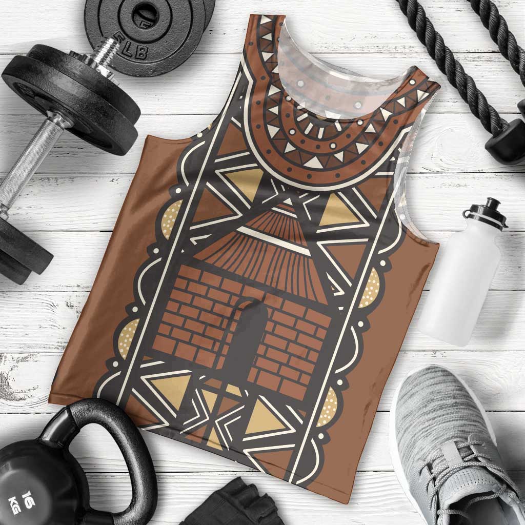 Mali Mud Cloth African Village Men Tank Top Ethnic Geometry Style - Wonder Print Shop