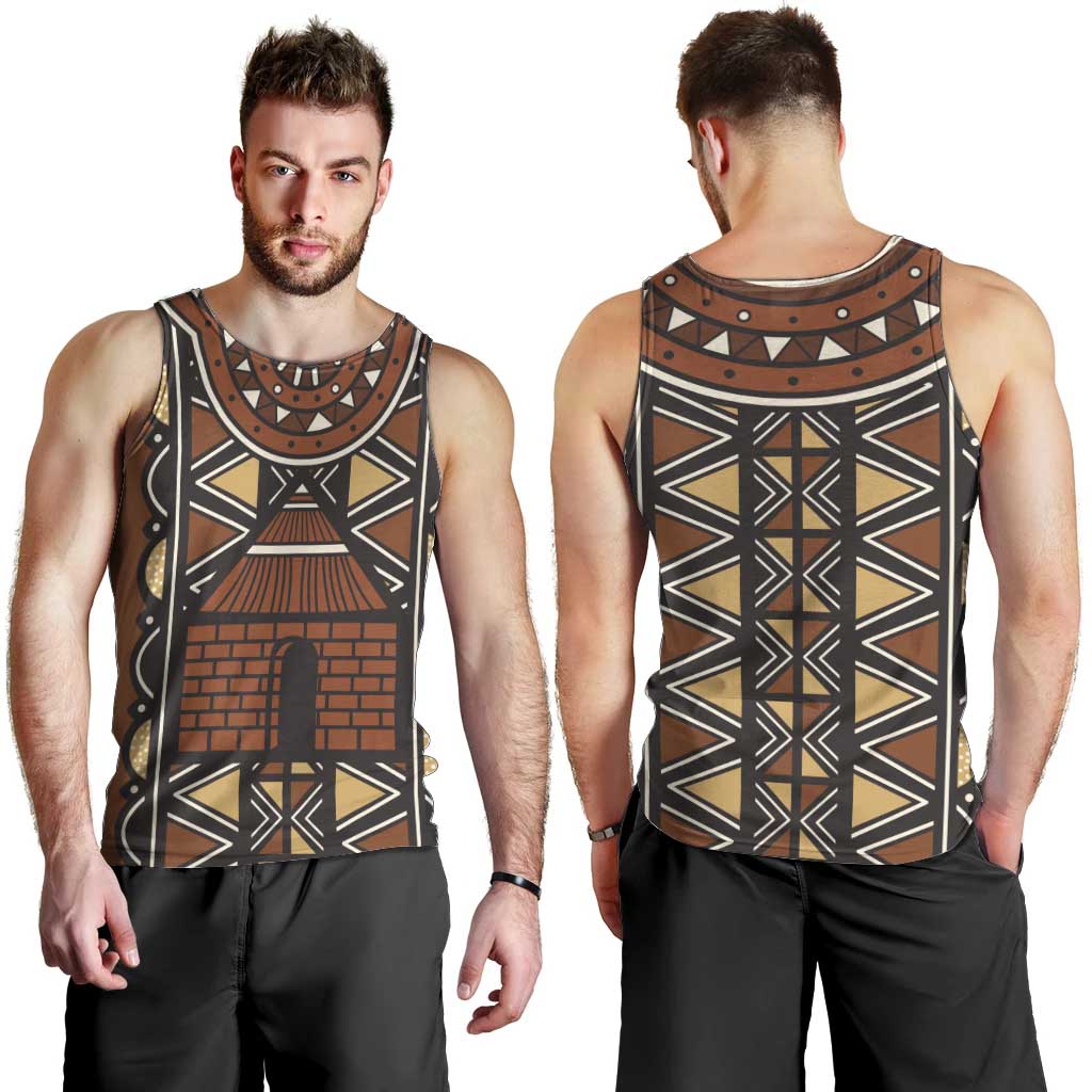 Mali Mud Cloth African Village Men Tank Top Ethnic Geometry Style - Wonder Print Shop