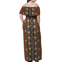 Mali Mud Cloth African Village Off Shoulder Maxi Dress Ethnic Geometry Style - Wonder Print Shop
