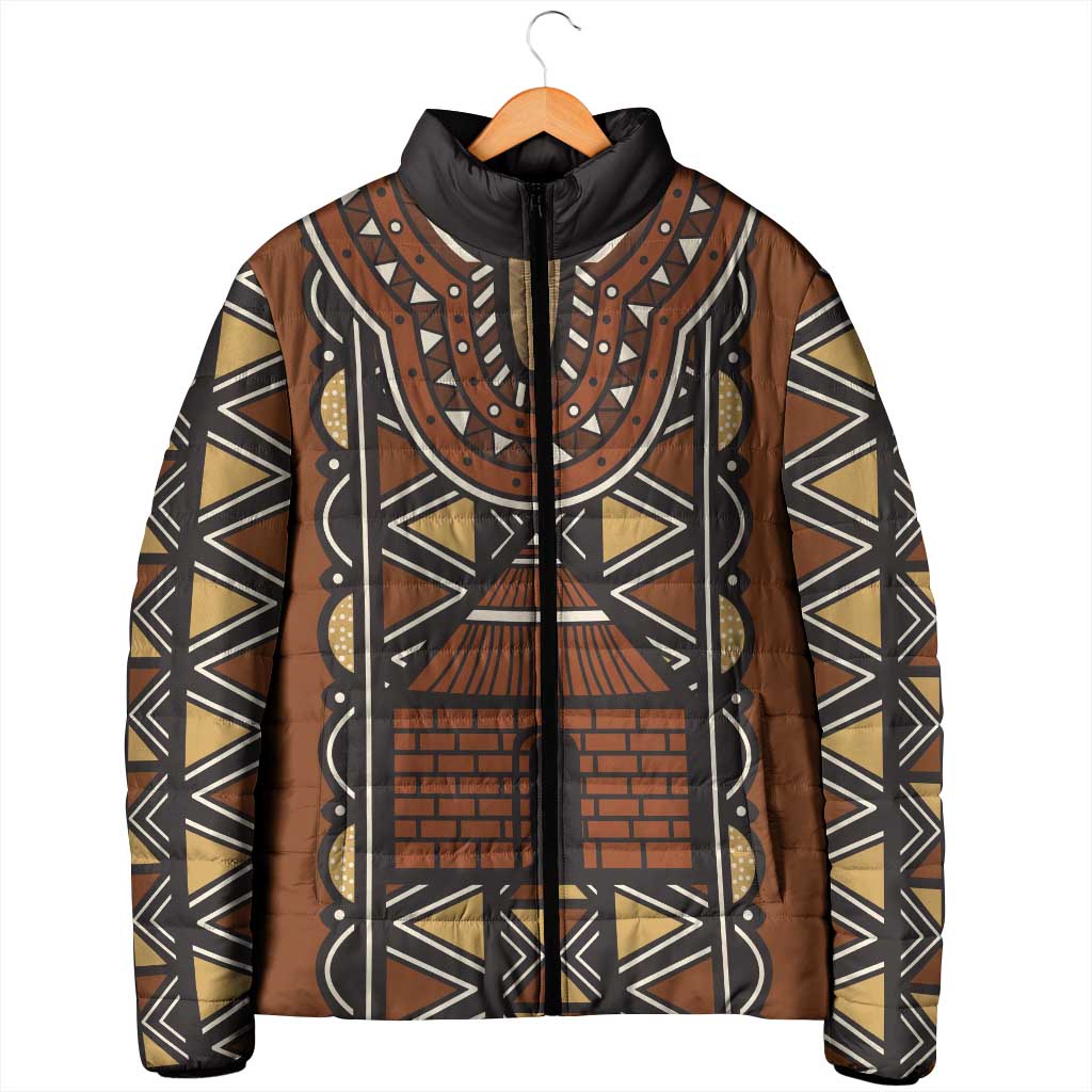 Mali Mud Cloth African Village Padded Jacket Ethnic Geometry Style - Wonder Print Shop