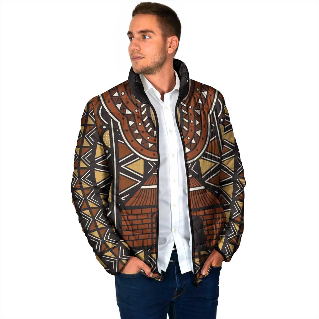 Mali Mud Cloth African Village Padded Jacket Ethnic Geometry Style - Wonder Print Shop