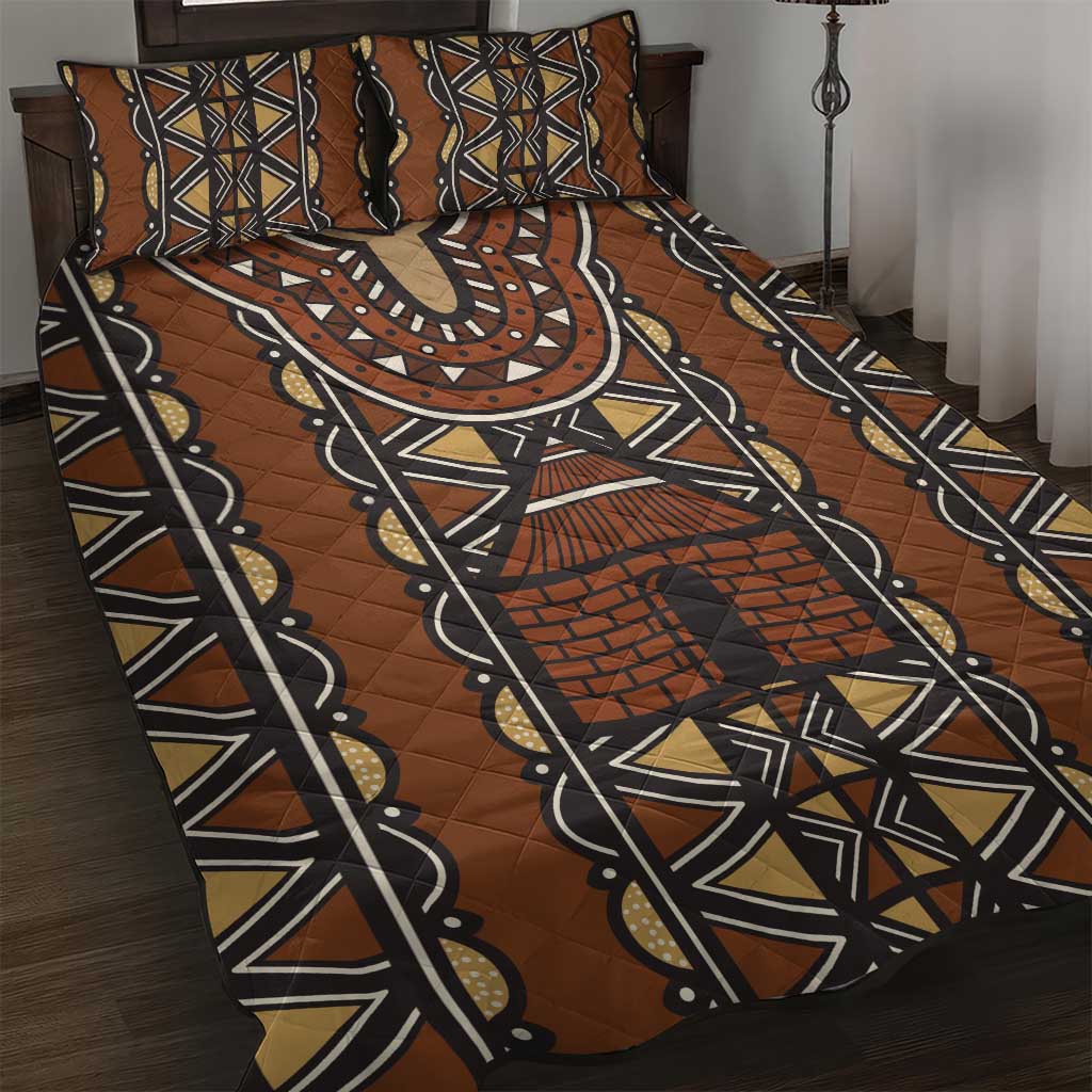 Mali Mud Cloth African Village Quilt Bed Set Ethnic Geometry Style - Wonder Print Shop