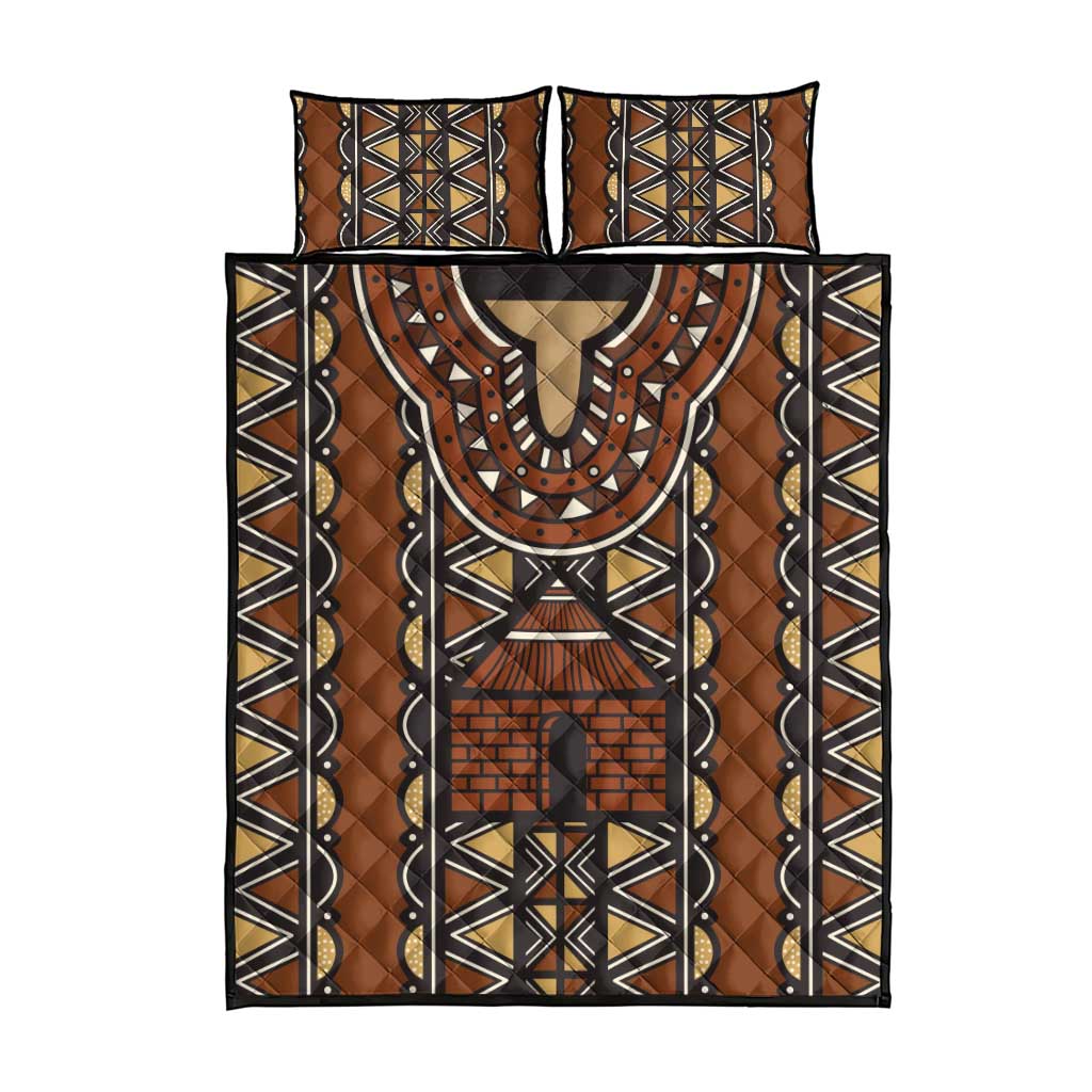 Mali Mud Cloth African Village Quilt Bed Set Ethnic Geometry Style - Wonder Print Shop