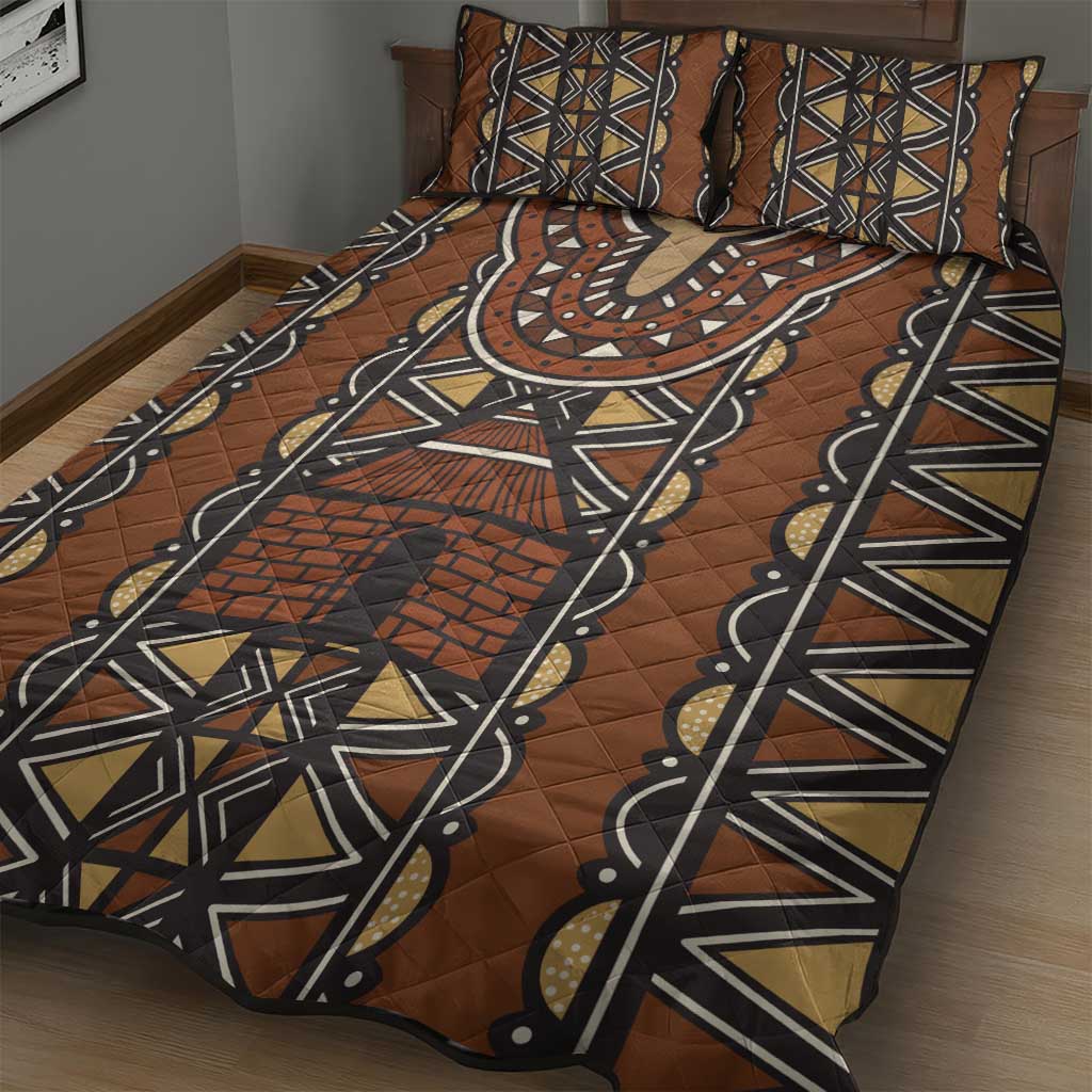 Mali Mud Cloth African Village Quilt Bed Set Ethnic Geometry Style - Wonder Print Shop