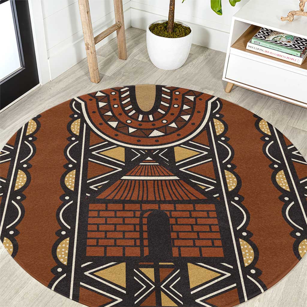 Mali Mud Cloth African Village Round Carpet Ethnic Geometry Style - Wonder Print Shop