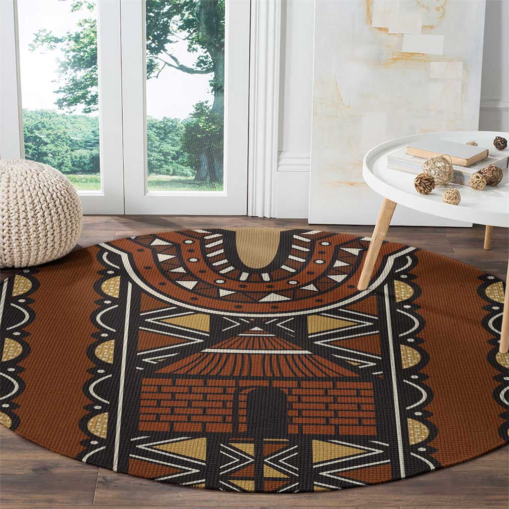 Mali Mud Cloth African Village Round Carpet Ethnic Geometry Style - Wonder Print Shop