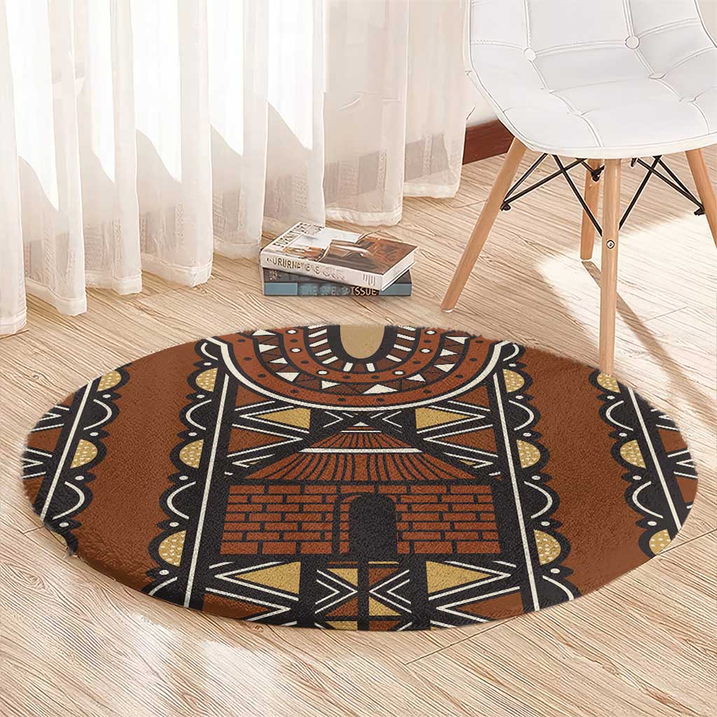 Mali Mud Cloth African Village Round Carpet Ethnic Geometry Style - Wonder Print Shop