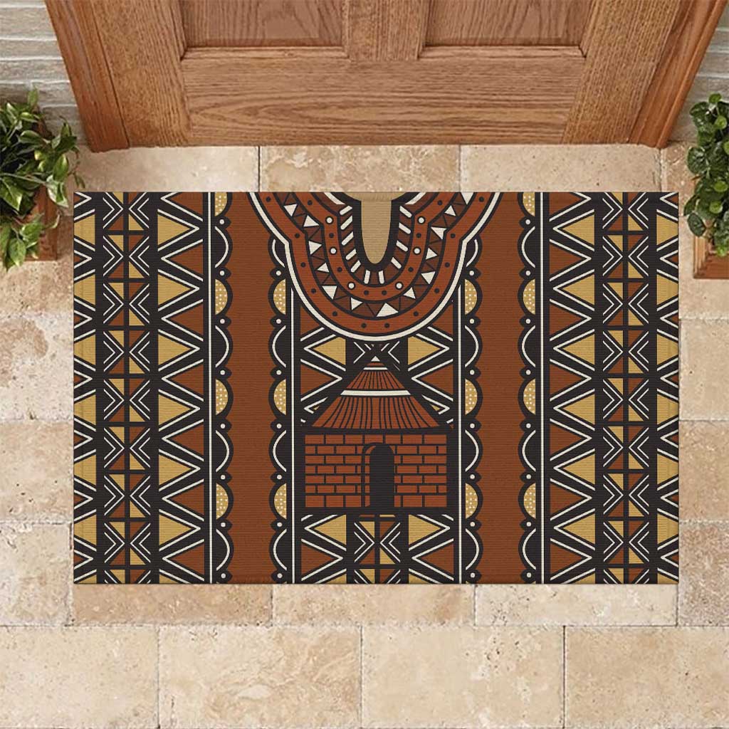 Mali Mud Cloth African Village Rubber Doormat Ethnic Geometry Style - Wonder Print Shop