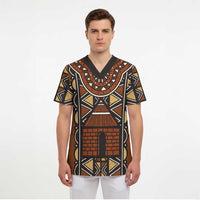 Mali Mud Cloth African Village Scrub Top Ethnic Geometry Style - Wonder Print Shop