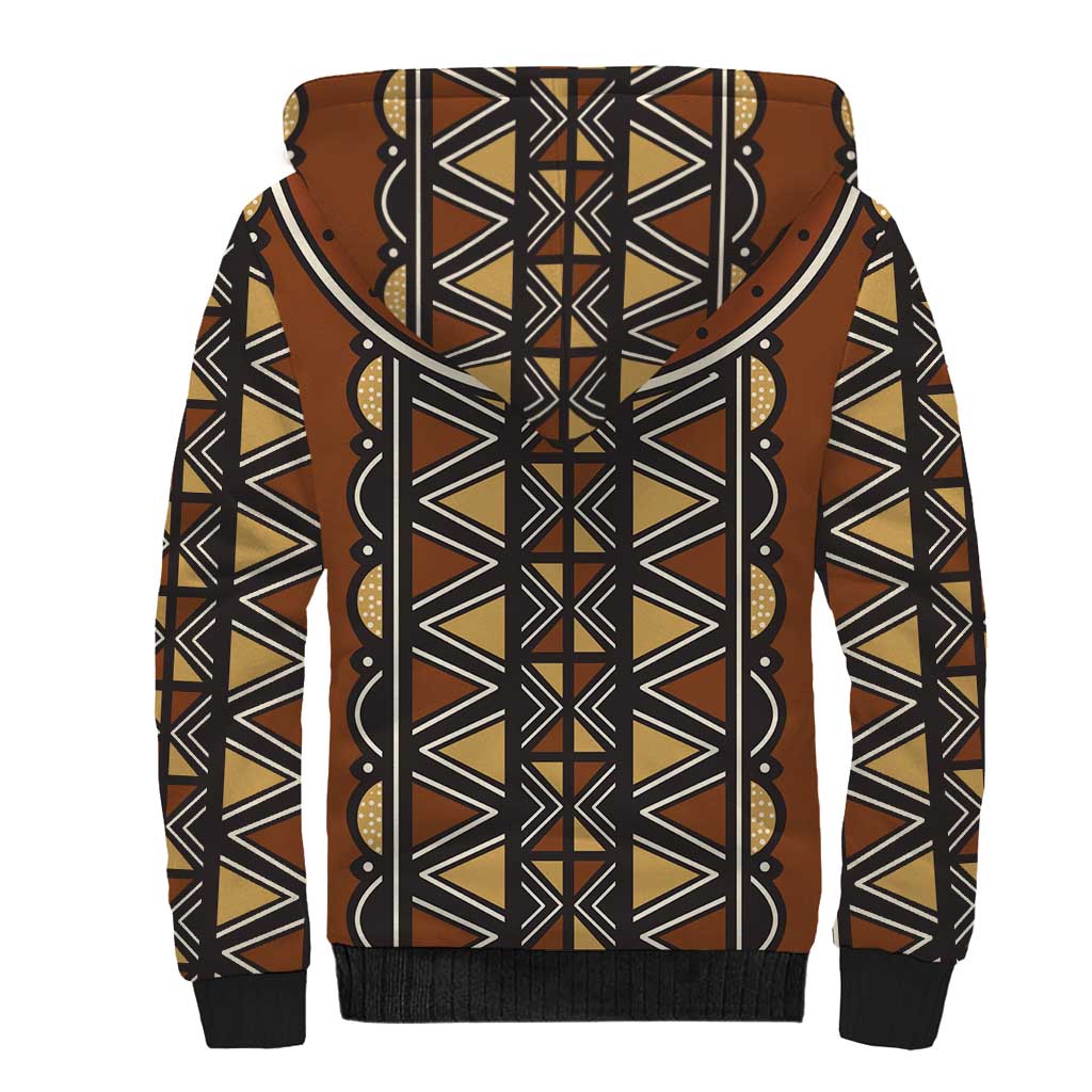 Mali Mud Cloth African Village Sherpa Hoodie Ethnic Geometry Style - Wonder Print Shop
