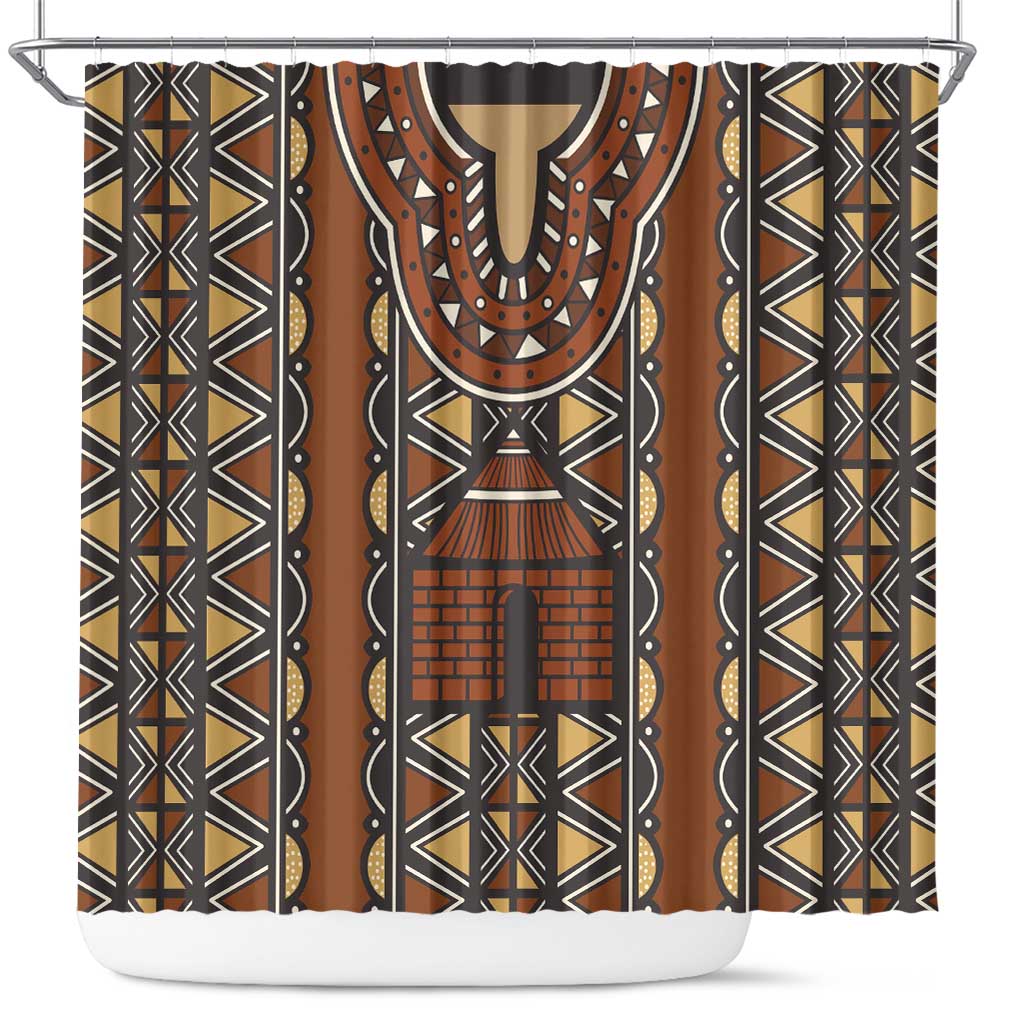 Mali Mud Cloth African Village Shower Curtain Ethnic Geometry Style - Wonder Print Shop